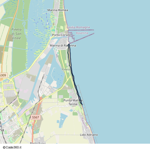 Posizione della spiaggia Spiaggia nei pressi di Viale della Pace 462, Ravenna, 48023