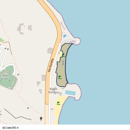 Posizione della spiaggia Spiaggia nei pressi di Via Aurelia, Noli, 17026