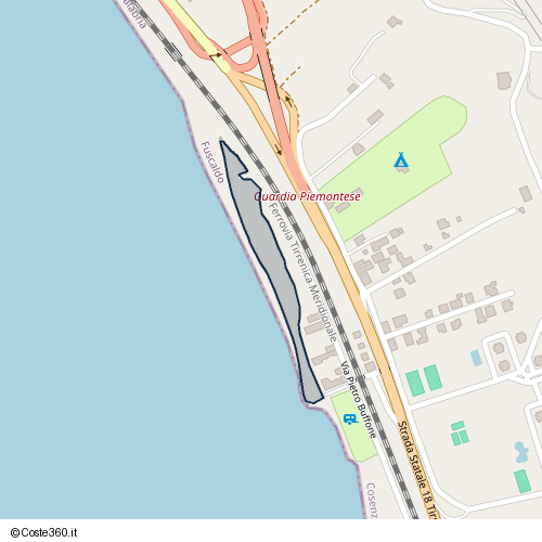 Posizione della spiaggia Spiaggia nei pressi di Via Pietro Buffone, Fuscaldo, 87024