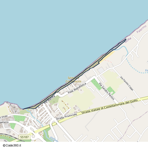 Posizione della spiaggia Spiaggia nei pressi di Trappeto, 90040