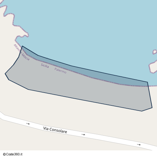 Posizione della spiaggia Spiaggia nei pressi di Via Consolare, Sperone, 90010