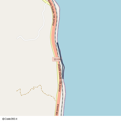 Posizione della spiaggia Spiaggia nei pressi di Strada Statale 106 Jonica, Roseto Capo Spulico, 87070