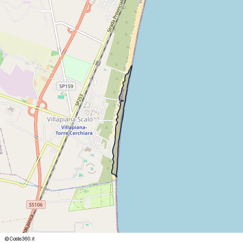 Posizione della spiaggia Spiaggia nei pressi di Via Pantelleria, Villapiana Scalo