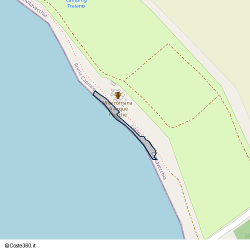 Posizione della spiaggia Spiaggia nei pressi di Strada della Torre Valdaliga, Pantano, Civitavecchia