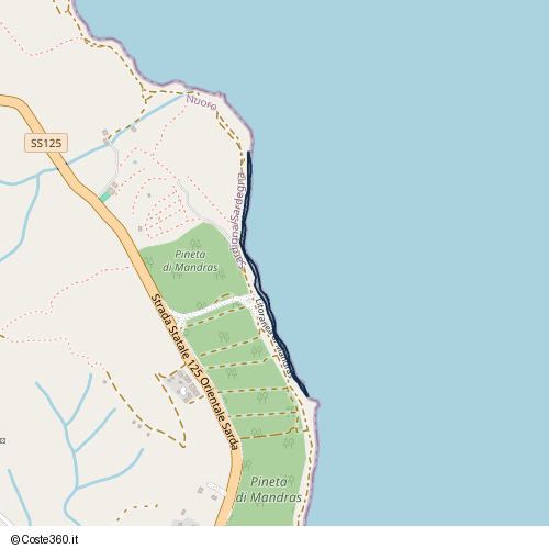 Posizione della spiaggia Spiaggia nei pressi di Litoranea Santa Lucia - Mandras, Thiniscole/Siniscola, 08029