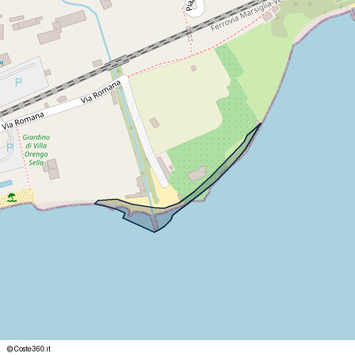 Posizione della spiaggia Spiaggia nei pressi di Ventimiglia, 19039