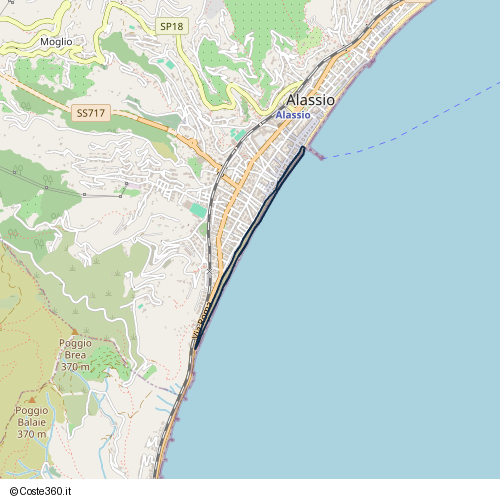 Posizione della spiaggia Spiaggia nei pressi di Lungomare Angelo Ciccione, Alassio, 17021