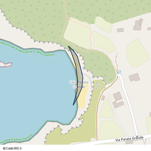 Posizione della spiaggia Spiaggia nei pressi di Via Parata Grande, Ventotene, 04031