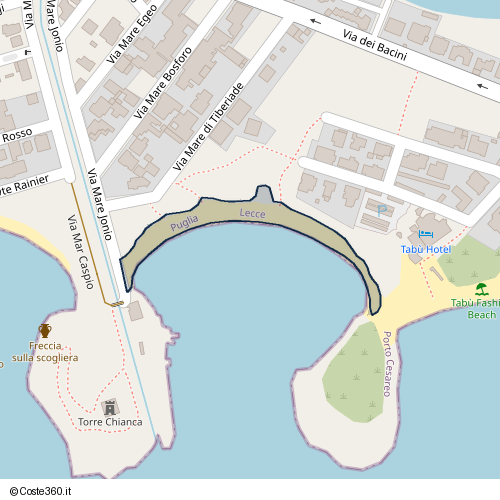 Posizione della spiaggia Spiaggia nei pressi di Porto Cesareo