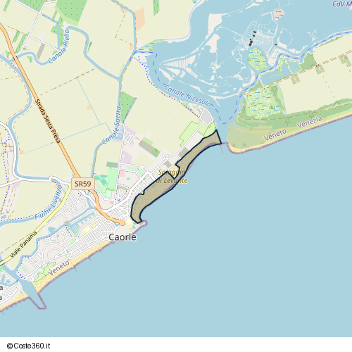 Posizione della spiaggia Spiaggia nei pressi di Lungomare Trieste, Caorle, 30021