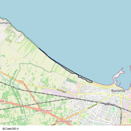 Posizione della spiaggia Spiaggia nei pressi di Via Salinelle, Barletta, 76121