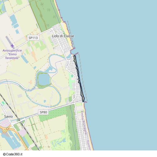 Posizione della spiaggia Spiaggia nei pressi di Viale Romagna, Ravenna, 48016