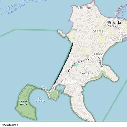 Posizione della spiaggia Spiaggia nei pressi di Via Chiara, Chiaiolella, Procida, 80079