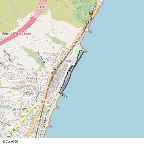 Posizione della spiaggia Spiaggia nei pressi di Passeggiata a mare avvocato Pietro Ascoli, Ceriale, 17023