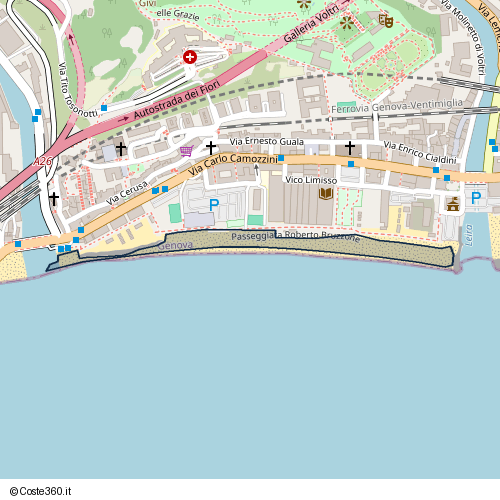 Posizione della spiaggia Spiaggia nei pressi di Passeggiata Roberto Bruzzone, Voltri, Genova, 16158