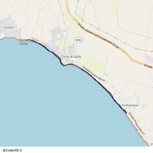 Posizione della spiaggia Spiaggia nei pressi di Strada Provinciale 67, Licata, 92027