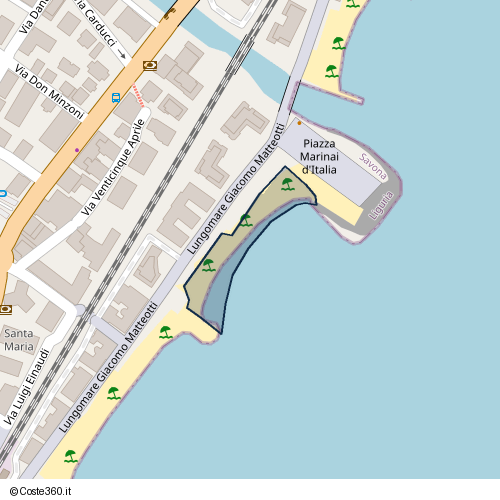 Posizione della spiaggia Spiaggia nei pressi di Lungomare Giacomo Matteotti, Borghetto Santo Spirito, 17025