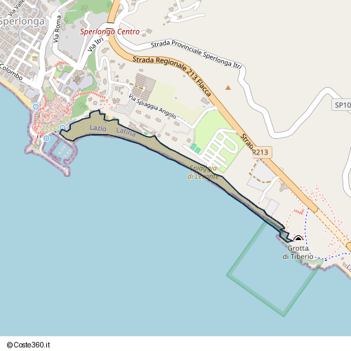 Posizione della spiaggia Spiaggia nei pressi di Via Spiaggia Angolo 22, Sperlonga, 04029