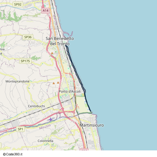 Posizione della spiaggia Spiaggia nei pressi di Lungomare, Europa, San Benedetto del Tronto, 63074