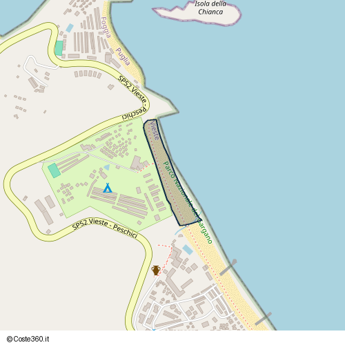 Posizione della spiaggia Spiaggia nei pressi di Litoranea Peschici-Vieste, Vieste, 71019