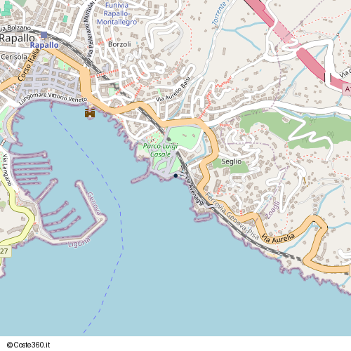 Posizione della spiaggia Spiaggia nei pressi di Via Avenaggi, San Michele di Pagana, Rapallo, 16035