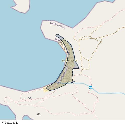 Posizione della spiaggia Spiaggia nei pressi di Piazza dei Tamerici, Tresnuraghes, 09079