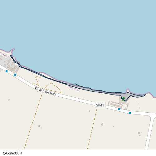 Posizione della spiaggia Spiaggia nei pressi di Via di Torre Testa, Brindisi