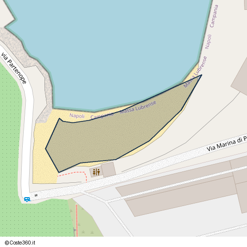 Posizione della spiaggia Spiaggia nei pressi di Via Marina di Puolo, Puolo, Massa Lubrense, 80061