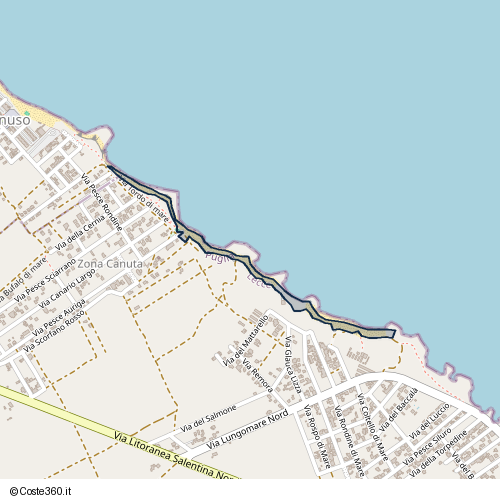 Posizione della spiaggia Spiaggia nei pressi di Via del Mattarello, Squinzano