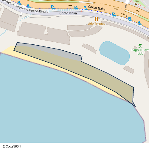 Posizione della spiaggia Spiaggia nei pressi di Corso Italia 13, Medio Levante, Genova, 16146