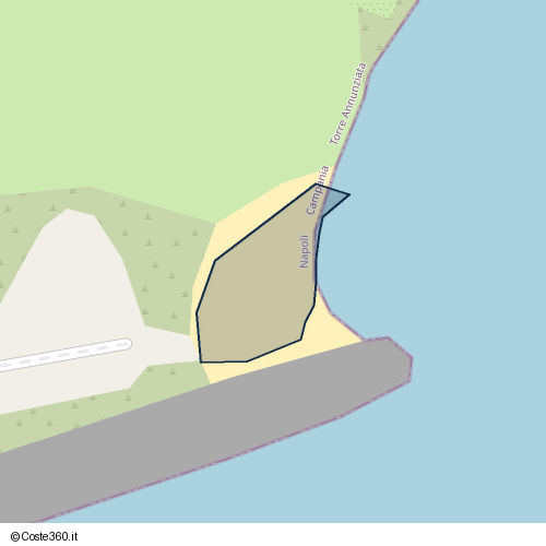 Posizione della spiaggia Spiaggia nei pressi di Via Gino Alfani, Oncino, Torre Annunziata, 80058