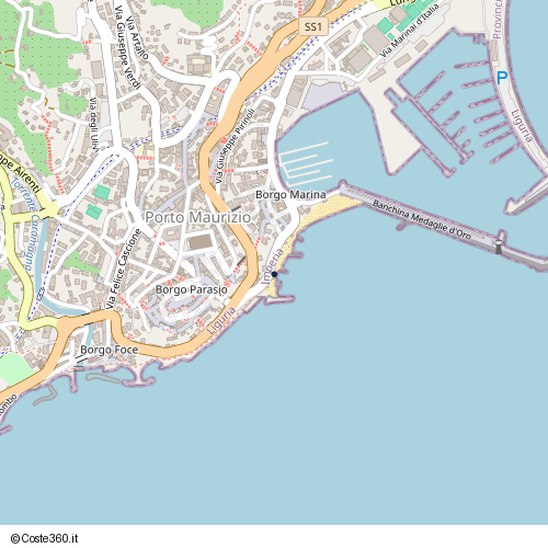 Posizione della spiaggia Spiaggia nei pressi di Via Giovanni Boine, Porto Maurizio, Imperia, 18100