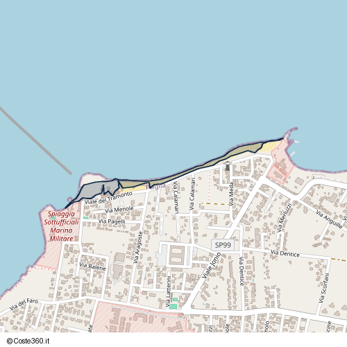 Posizione della spiaggia Spiaggia nei pressi di Viale del Tramonto, San Vito, Taranto, 74122