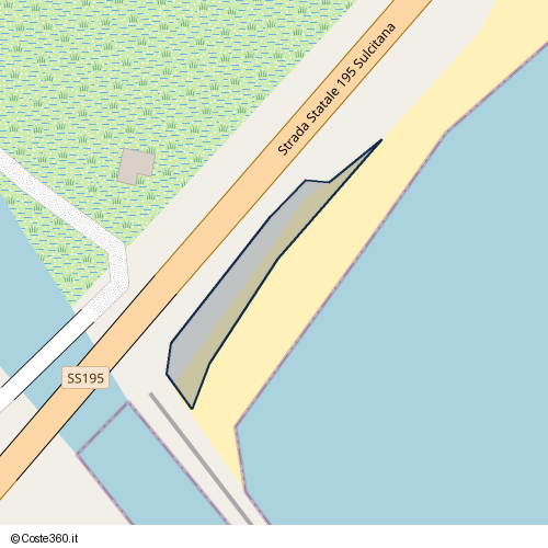 Posizione della spiaggia Spiaggia nei pressi di Strada statale Sulcitana, Sant'Avendrace-Santa Gilla, Casteddu/Cagliari
