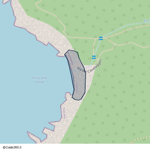 Posizione della spiaggia Spiaggia nei pressi di Via dei Cavalleggeri, Ghiaccioni, Piombino