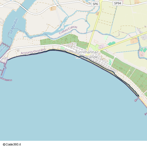 Posizione della spiaggia Spiaggia nei pressi di Lungomare Eleonora d'Arborea, Aristanis/Oristano, 09170