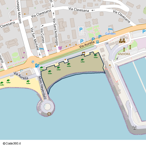 Posizione della spiaggia Spiaggia nei pressi di Via Aurelia, Andora, 17051