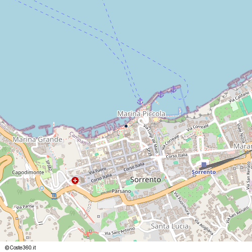 Posizione della spiaggia Spiaggia nei pressi di Piazza Francesco Saverio Gargiulo, Marina Piccola, Sorrento, 80067