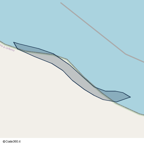 Posizione della spiaggia Spiaggia nei pressi di Strada delle Rive del Faro di Casteldimezzo, Pesaro, 61012