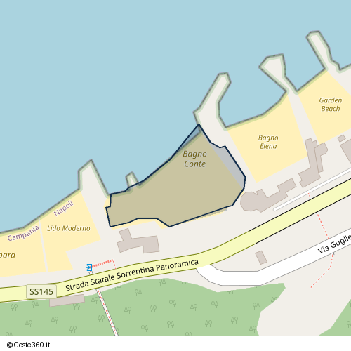 Posizione della spiaggia Spiaggia nei pressi di Strada Statale Sorrentina Panoramica, Castellammare di Stabia, 80053