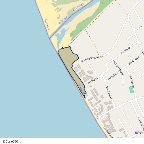 Posizione della spiaggia Spiaggia nei pressi di Tortora, 87020