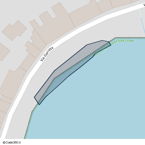 Posizione della spiaggia Spiaggia nei pressi di Via Garritta, Acireale, 95024