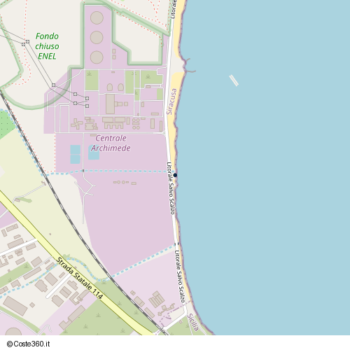 Posizione della spiaggia Spiaggia nei pressi di Litorale Salvo Scalzo, Priolo Gargallo, 96010