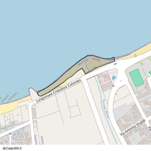 Posizione della spiaggia Spiaggia nei pressi di Lungomare Cristoforo Colombo, Villafranca Tirrena, 98049