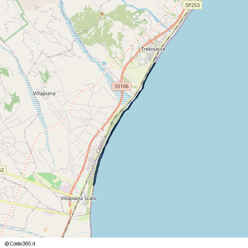 Posizione della spiaggia Spiaggia nei pressi di Lungiomare Levante, Villapiana, 87076