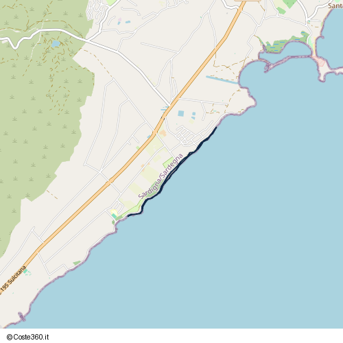 Posizione della spiaggia Spiaggia nei pressi di Via Flumendosa, Pula, 09050
