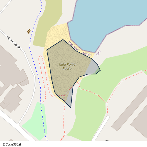 Posizione della spiaggia Spiaggia nei pressi di Via G. Galilei, Monopoli, 70043