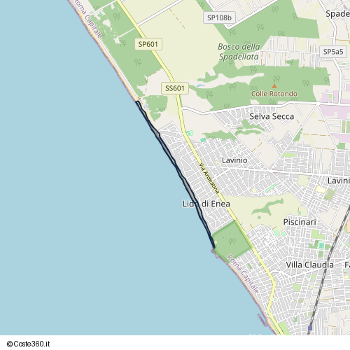 Posizione della spiaggia Spiaggia nei pressi di Lungomare Enea, Lido di Enea, Anzio, 00042