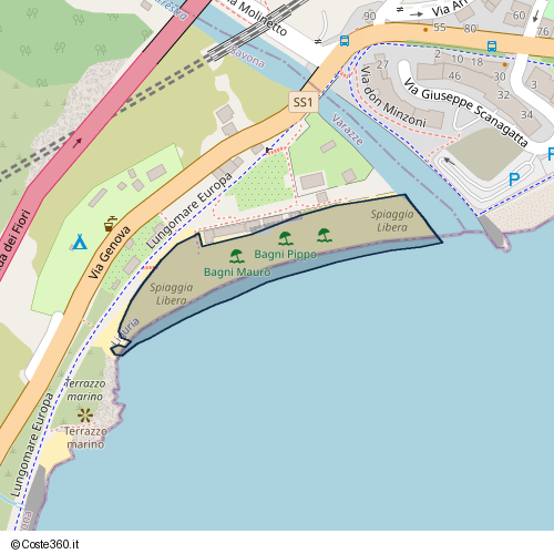 Posizione della spiaggia Spiaggia nei pressi di Lungomare Europa, Varazze, 16016