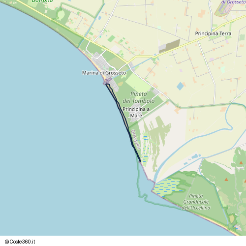 Posizione della spiaggia Spiaggia nei pressi di Via delle Murene, Grosseto, 58046